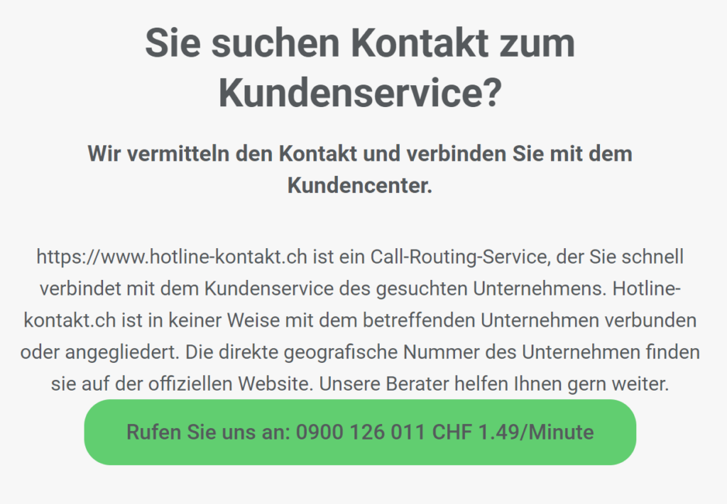 Kontakt zum Kundenservice